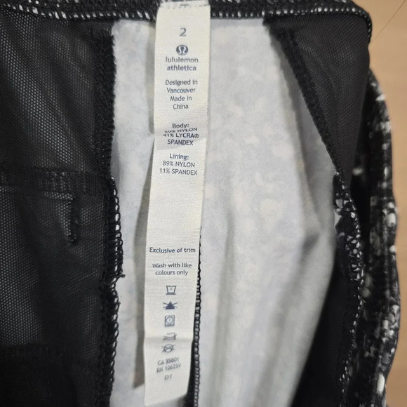 Lululemon Jet Crop Shimmy‎ Shimmer Black / White Women's Size 2 Travel Luxtreme - Picture 9 of 10